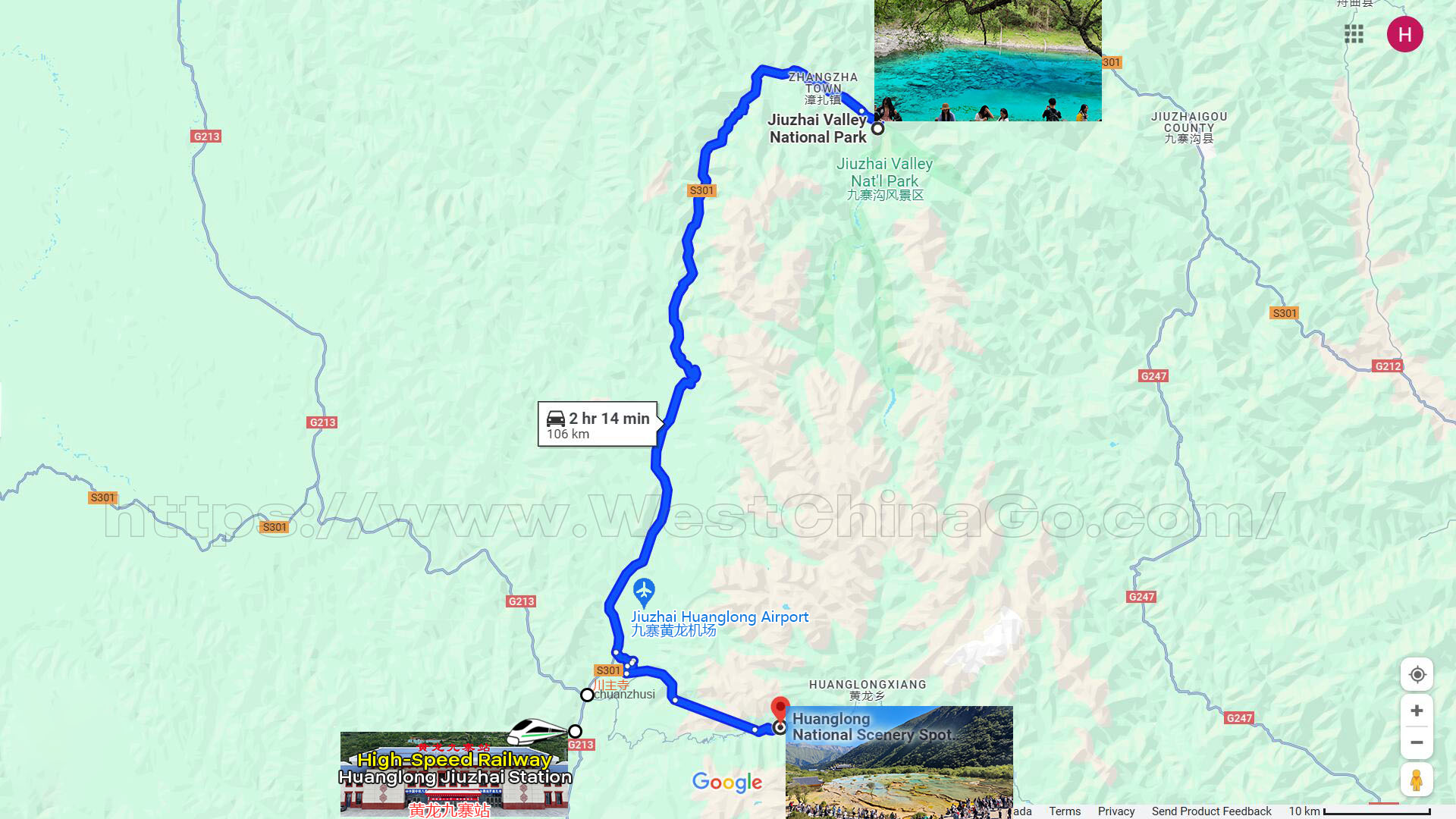 Jiuzhaigou tourist map