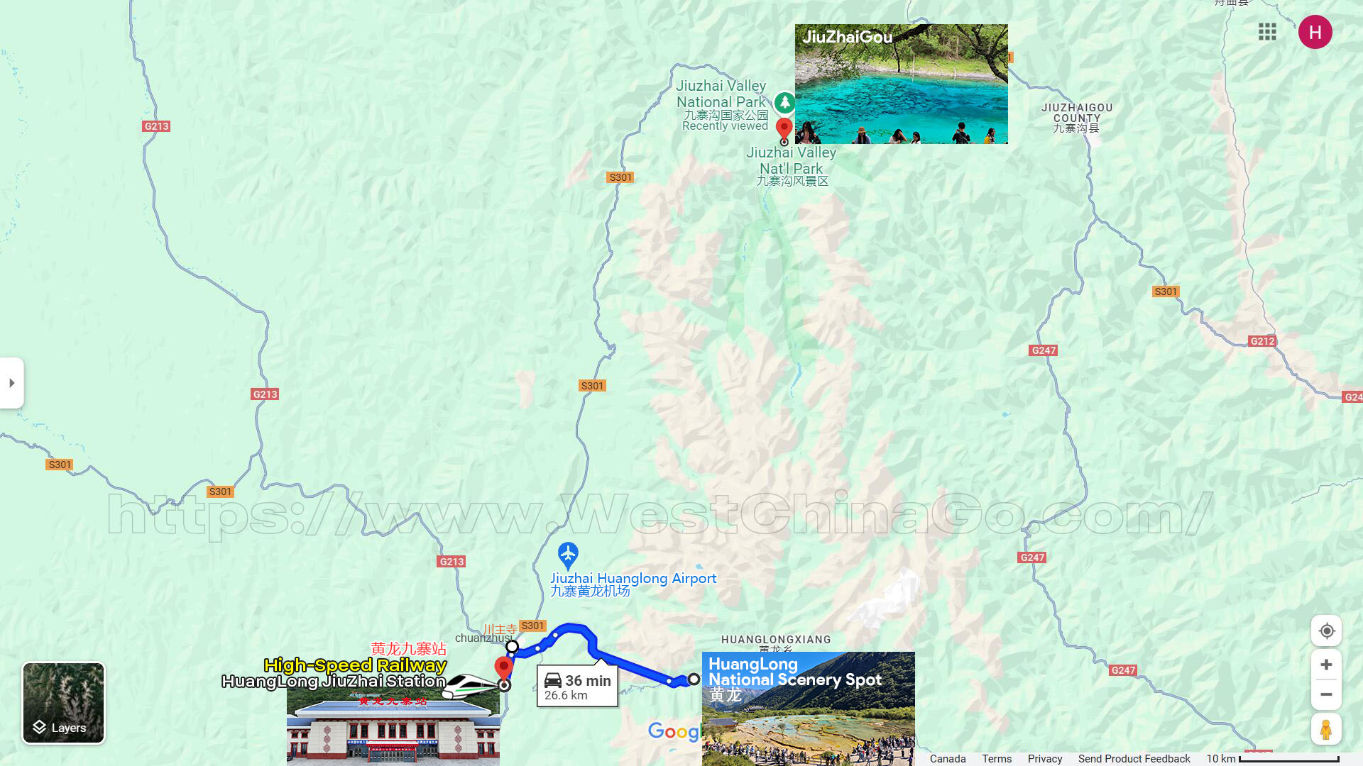 Jiuzhaigou tourist map