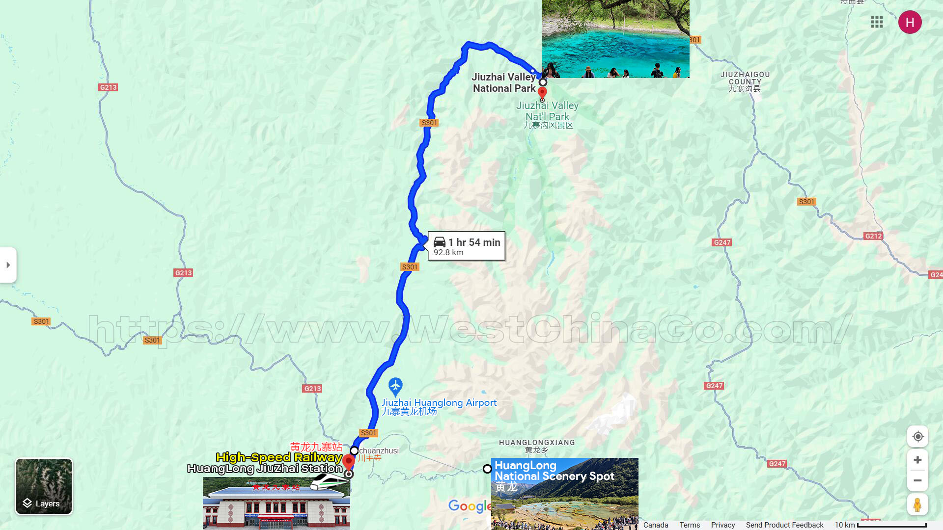 Jiuzhaigou tourist map