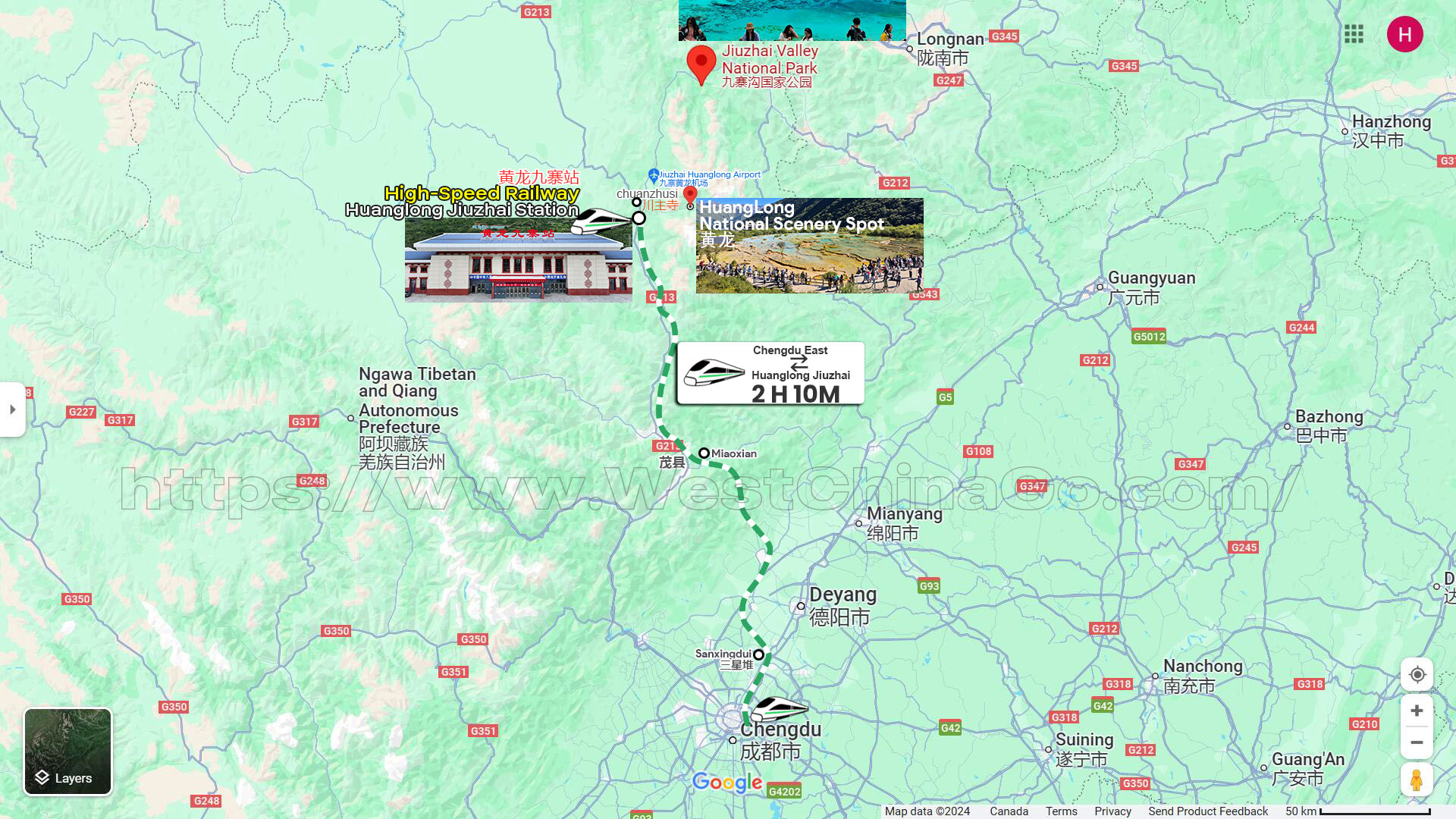 Jiuzhaigou tourist map