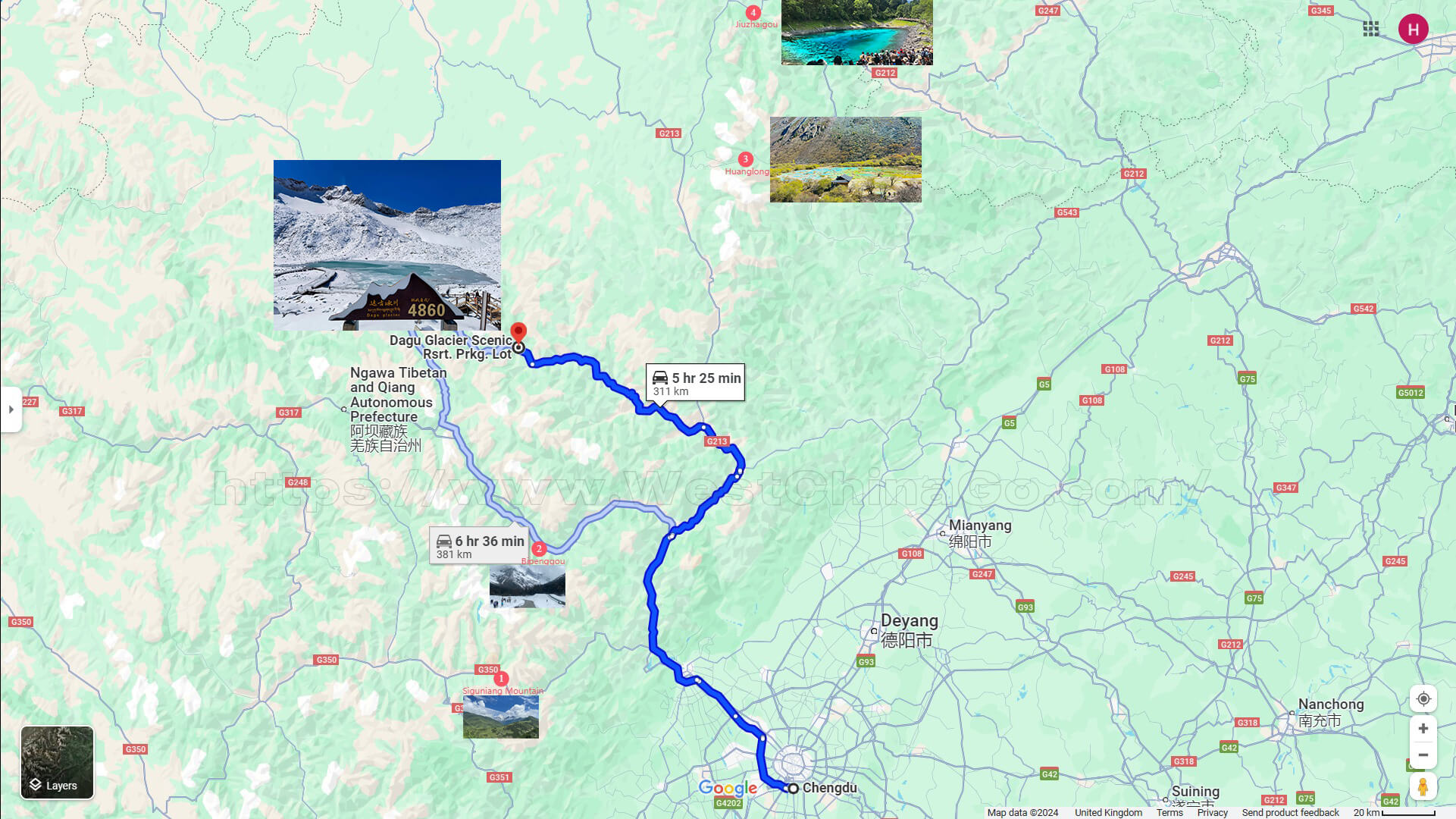 Dagu Glacier Tourist Map