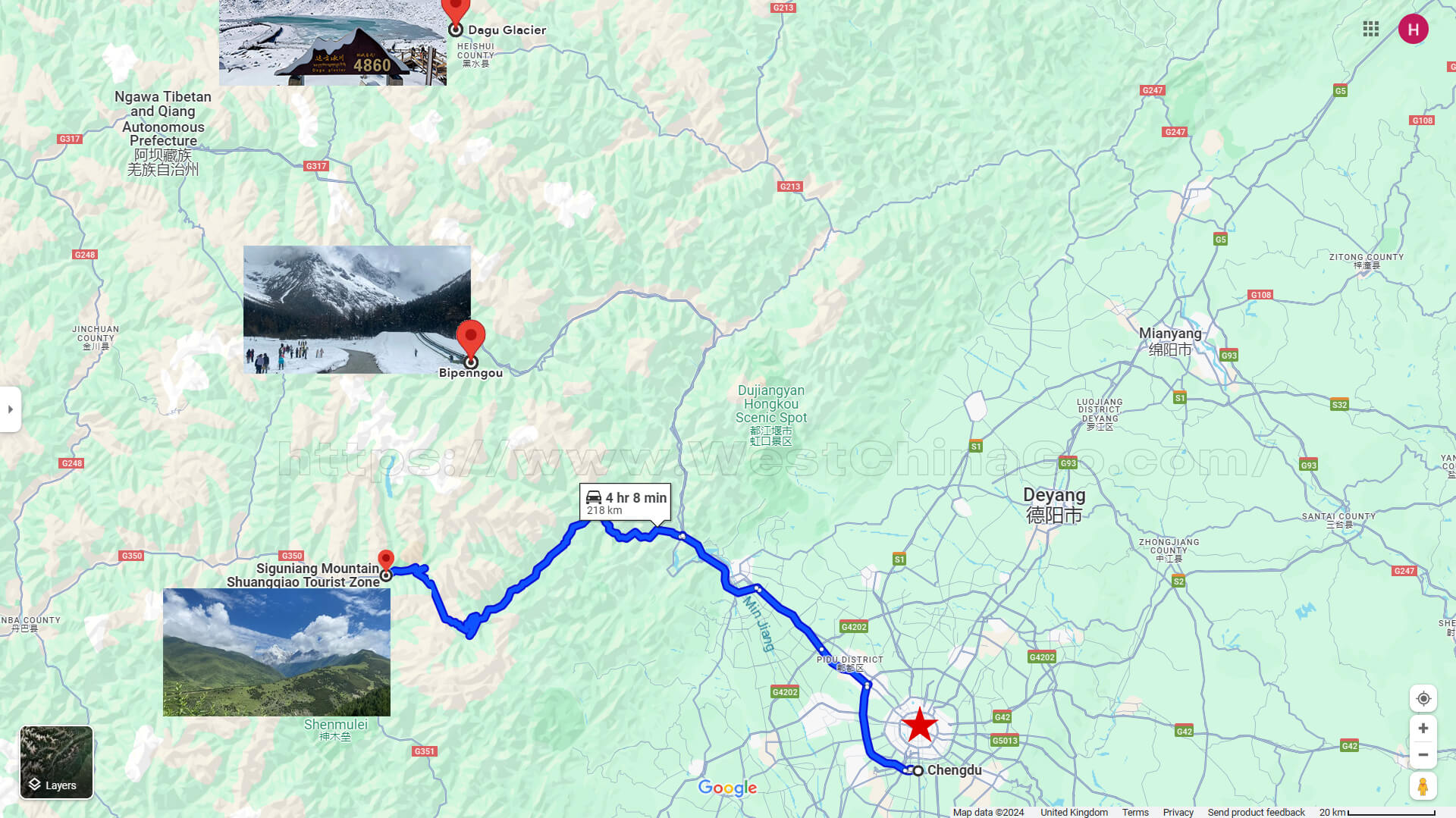 Mount Siguniang Tourist Map