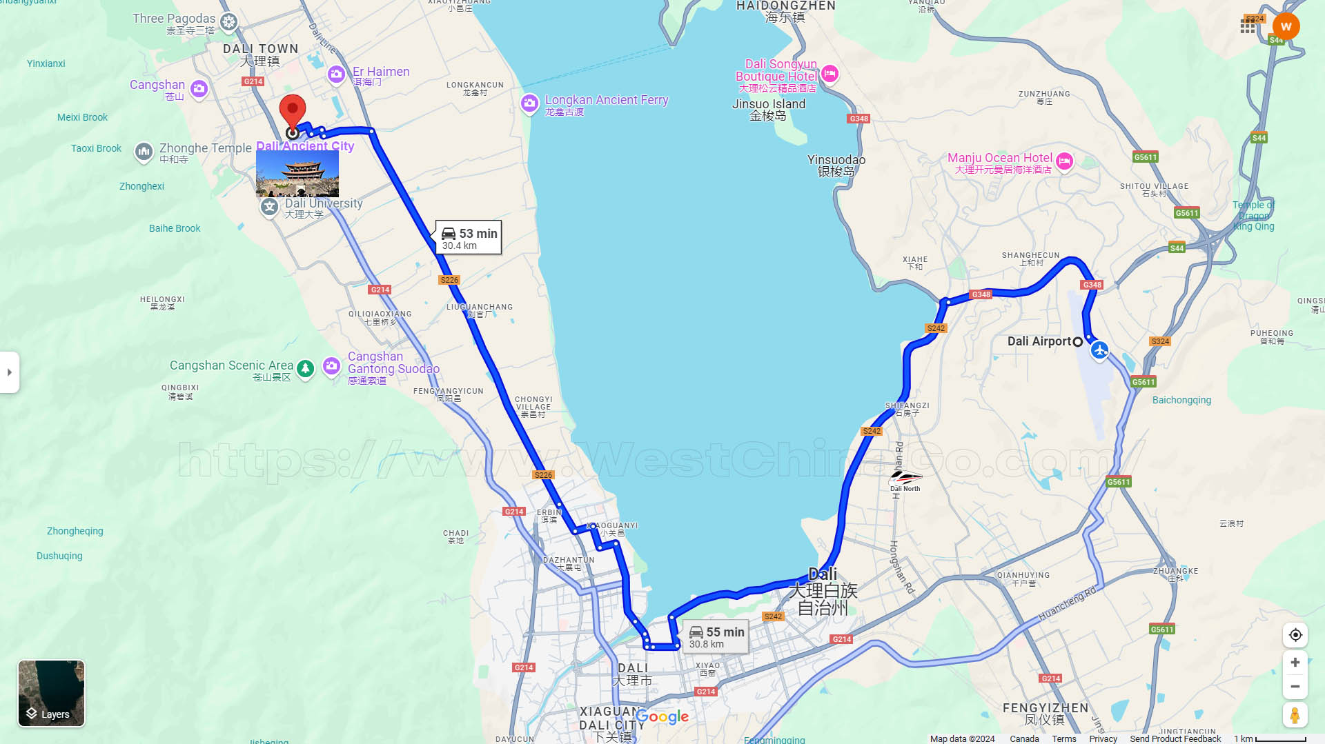 yunnan dali tourist map