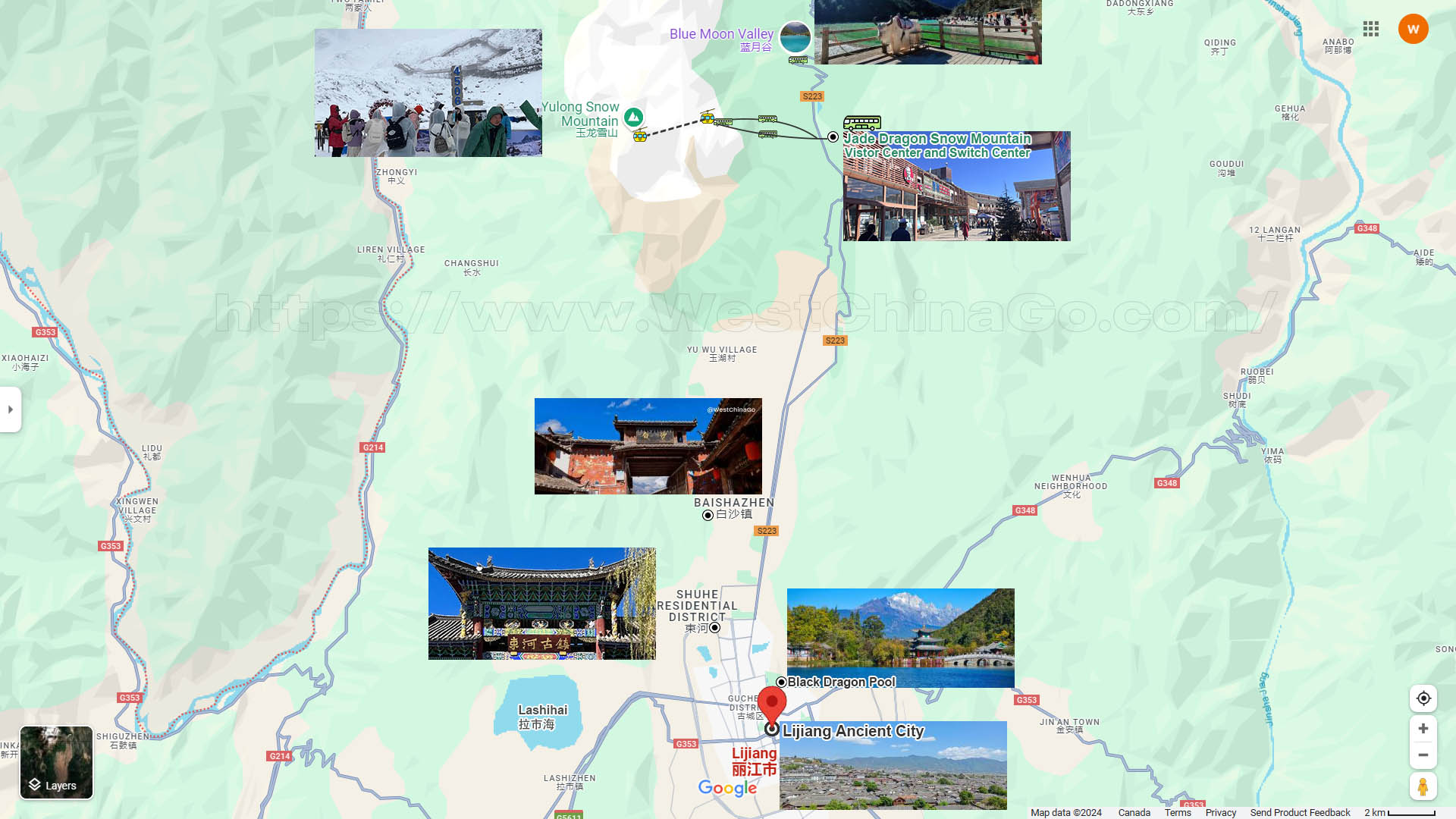 Yunnan Lijiang Tourist Arractions Map