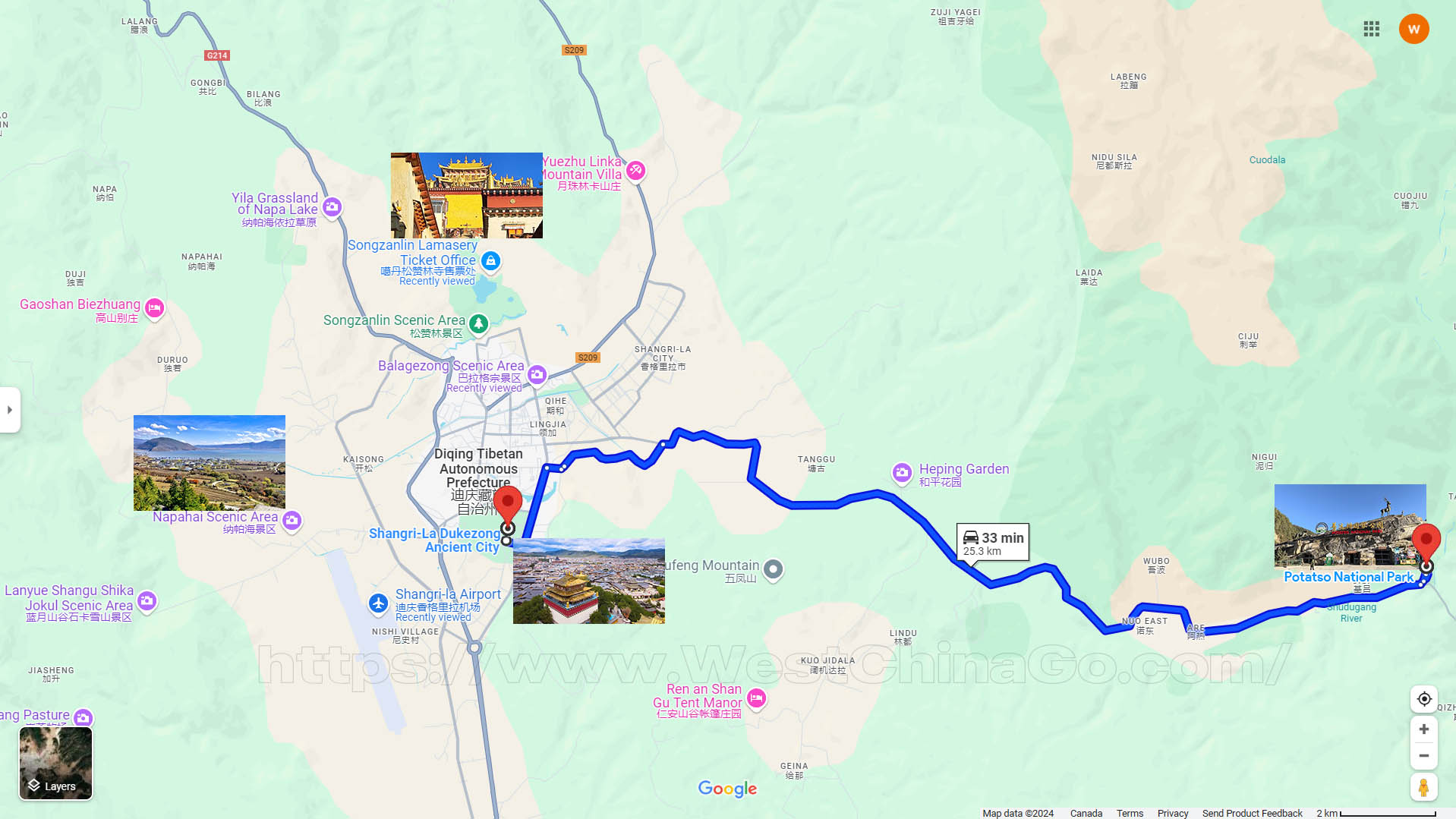 Yunnan Shangri-la Dukezong Ancient City Tourist Map