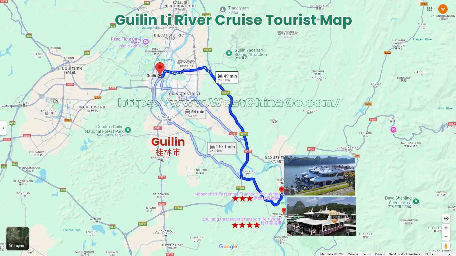 Guilin Li River Cruise Tourist Map