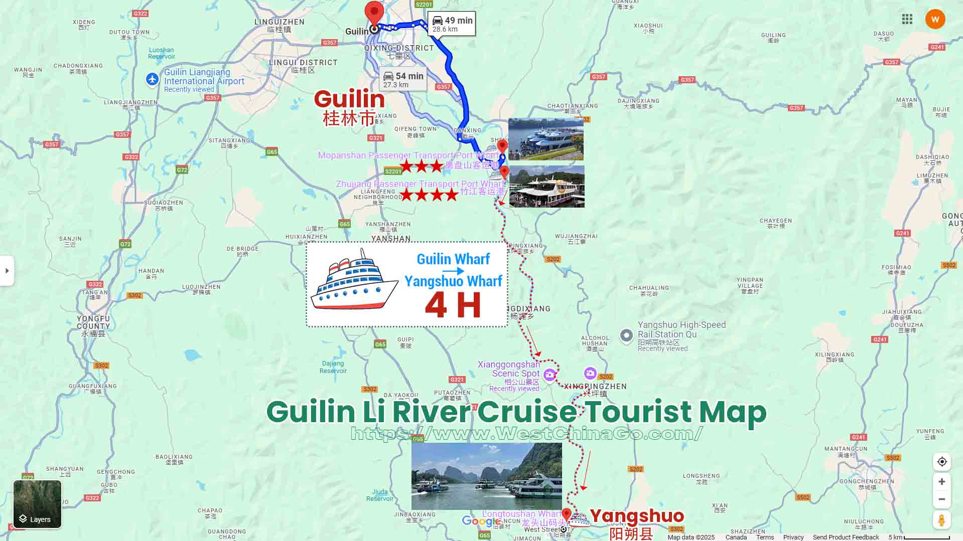 Guilin Li River Cruise Tourist Map