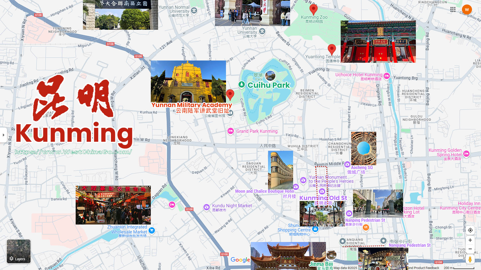 Yunnan Kunming Tourist Attractions Map