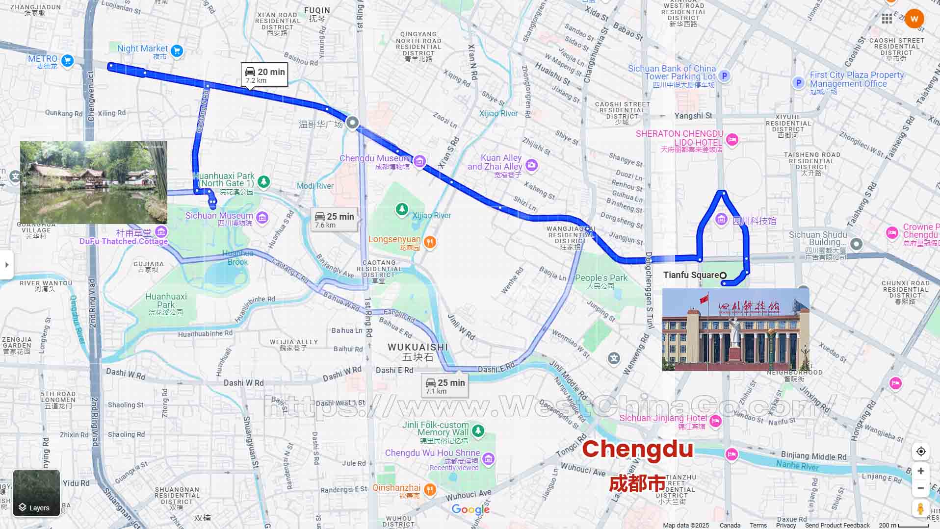 chengdu DuFu Thatched Cottage tourist map 