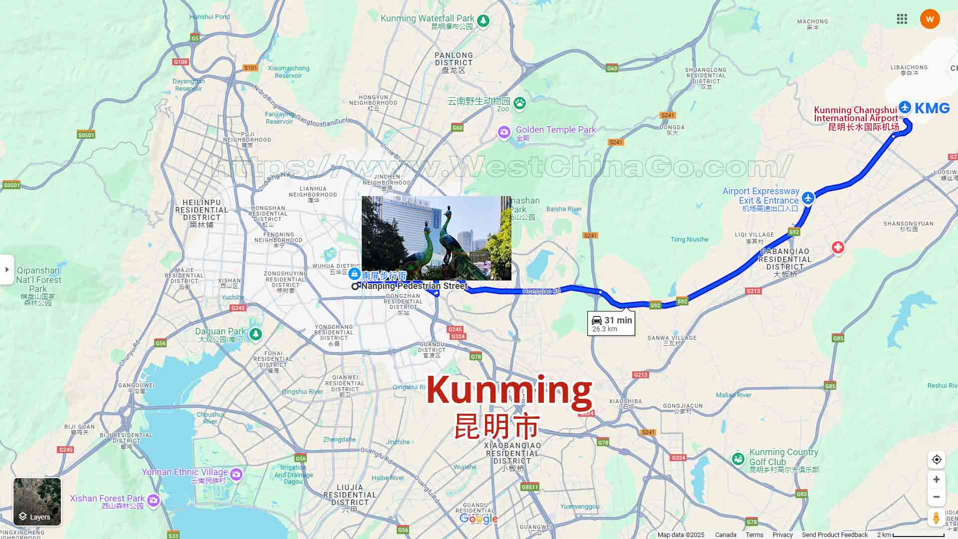 yunnan kunming tourist map