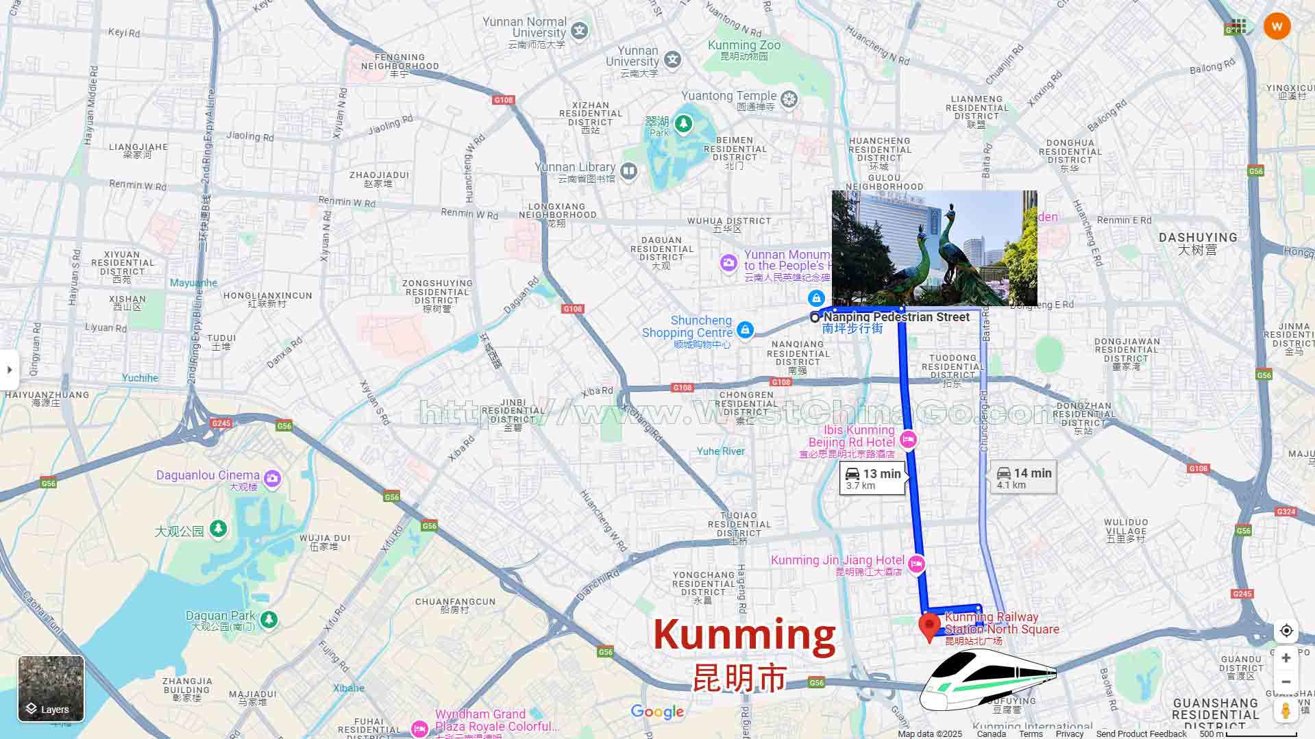 yunnan kunming tourist map