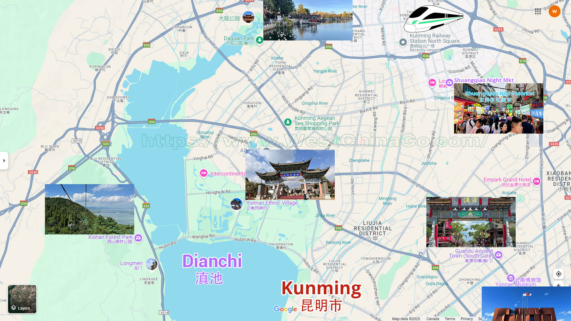 yunnan kunming tourist map