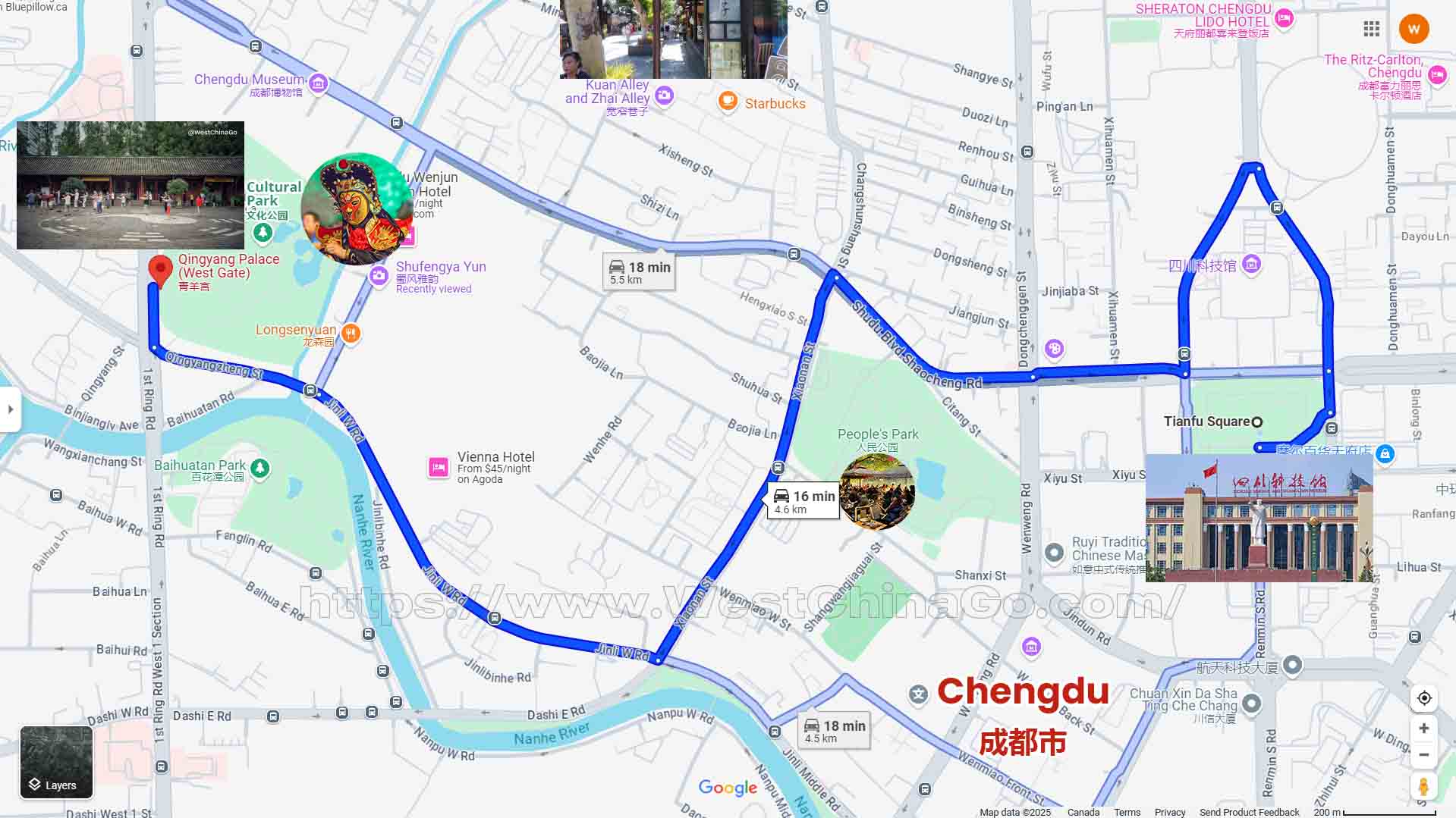 Chengdu Qingyang Palace Tourist Map