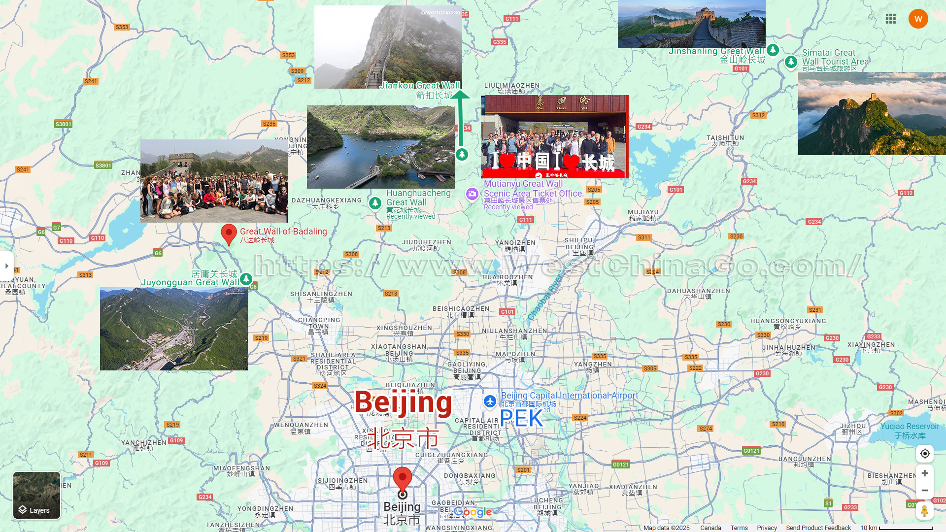 Beijing Great Wall of China Tourist Map