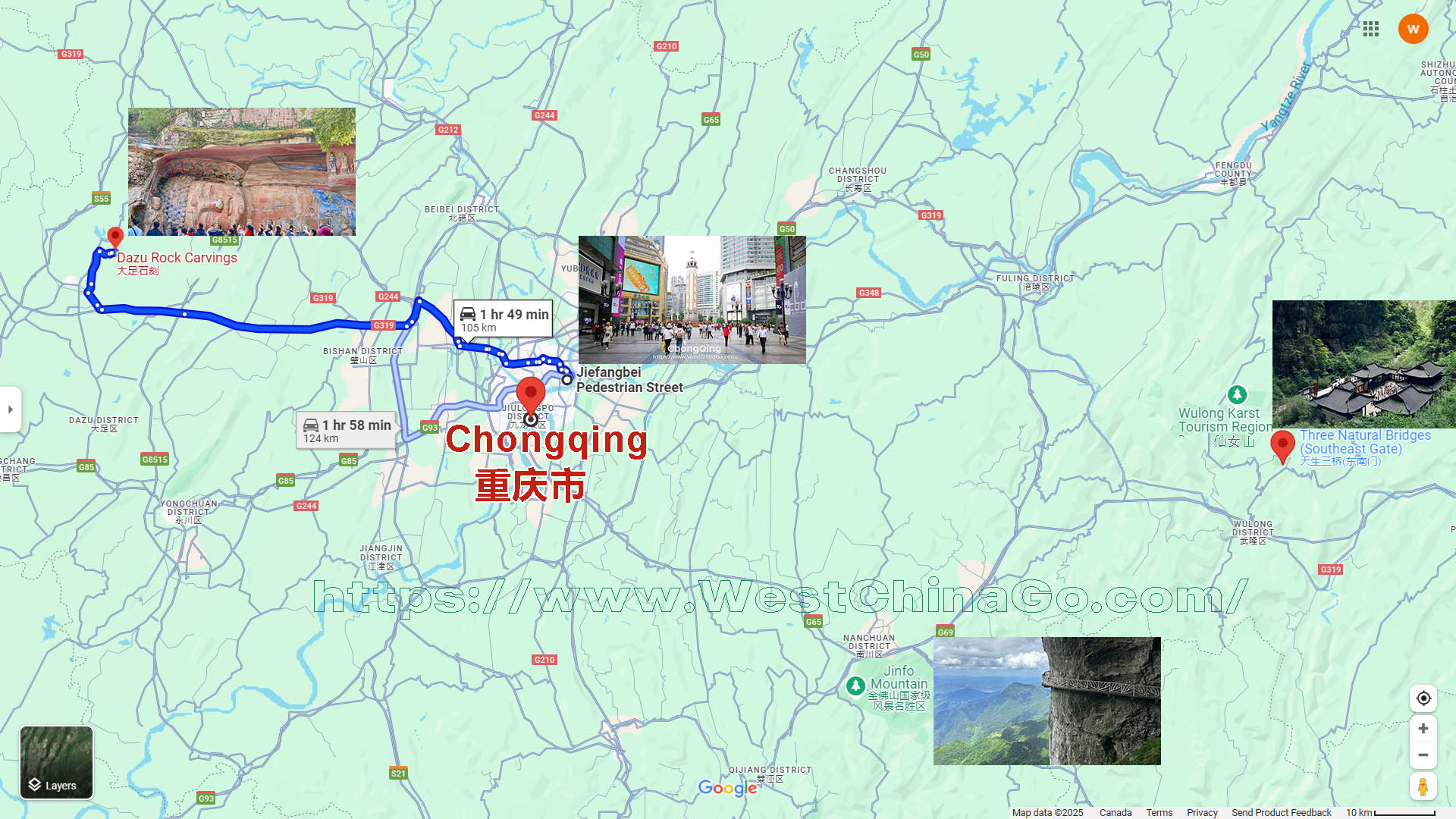 Chongqing Dazu Rock Carvings Tourist Map