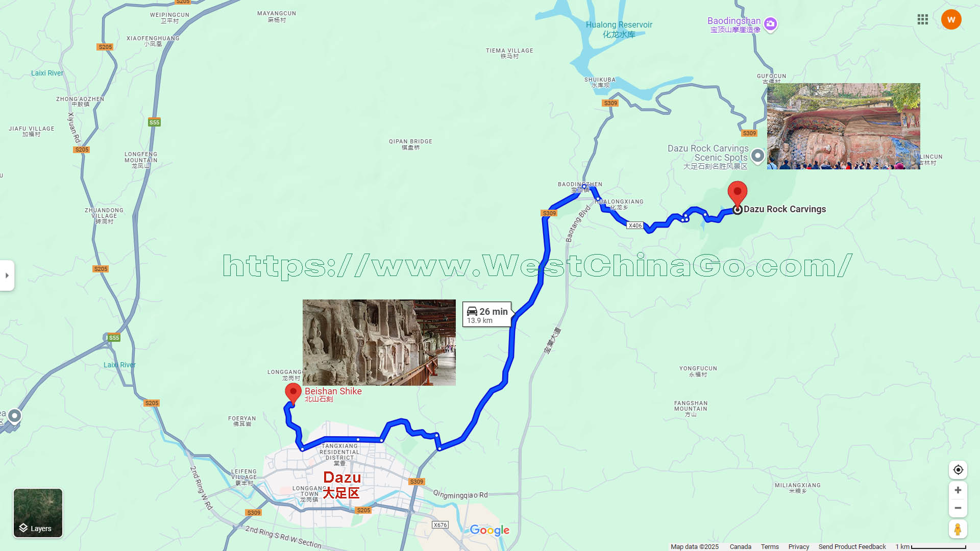 Chongqing Dazu Rock Carvings Tourist Map