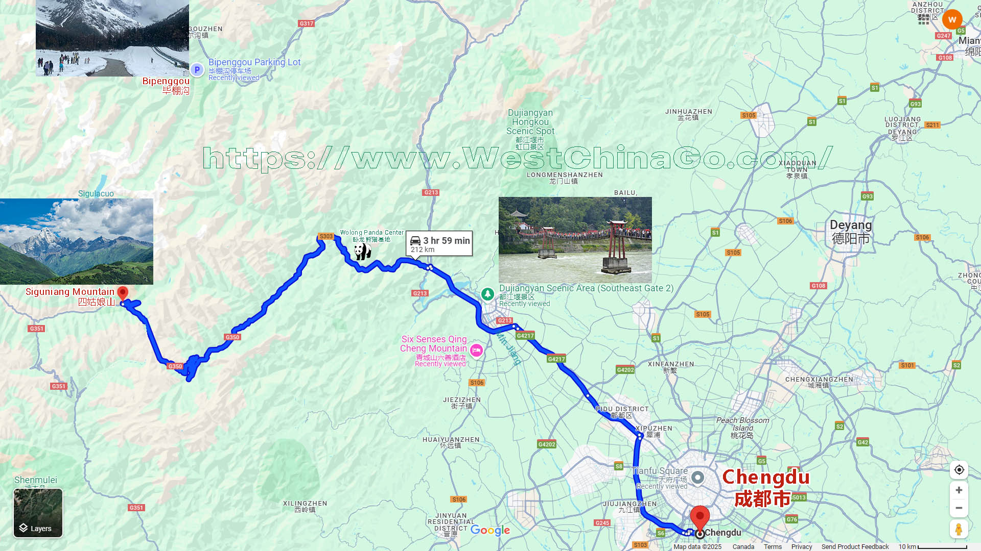 Mount Siguniang Tourist Map