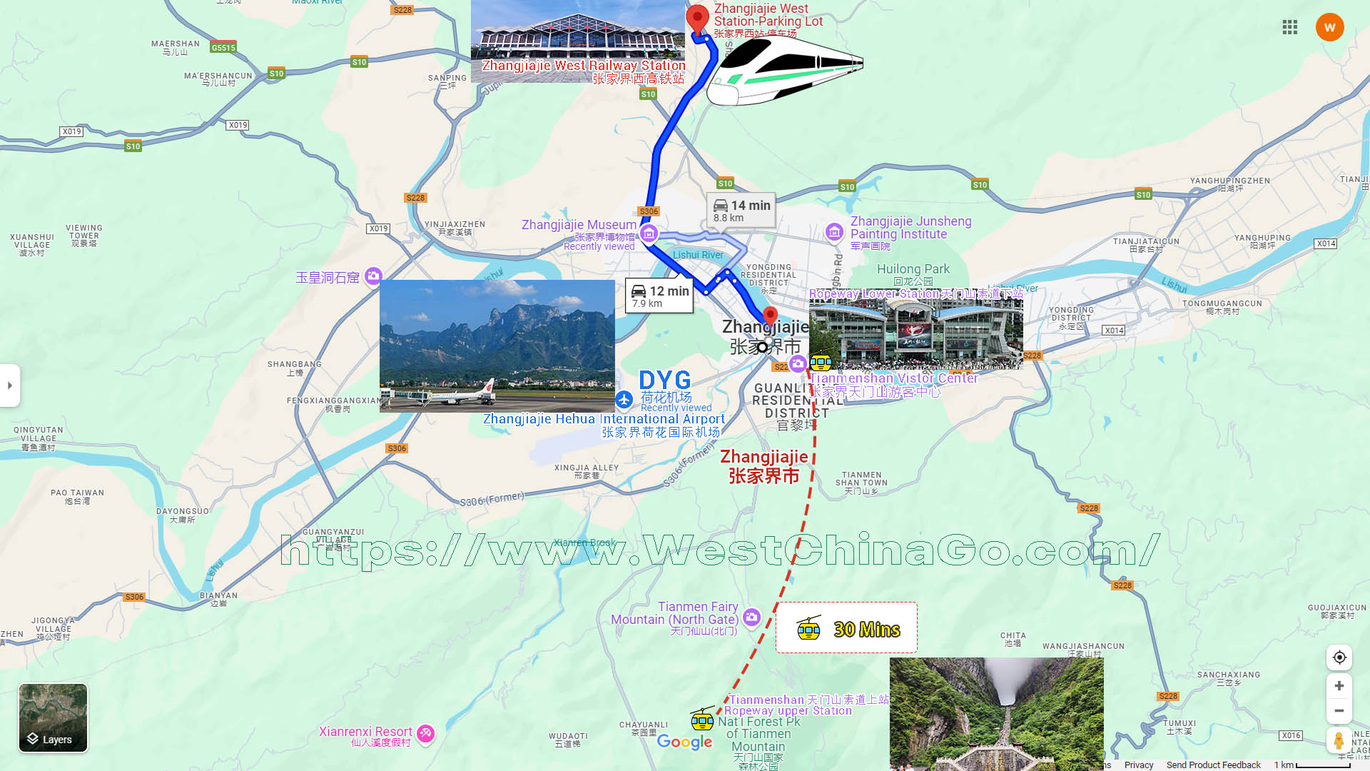 Zhangjiajie Tourist Attractions Map