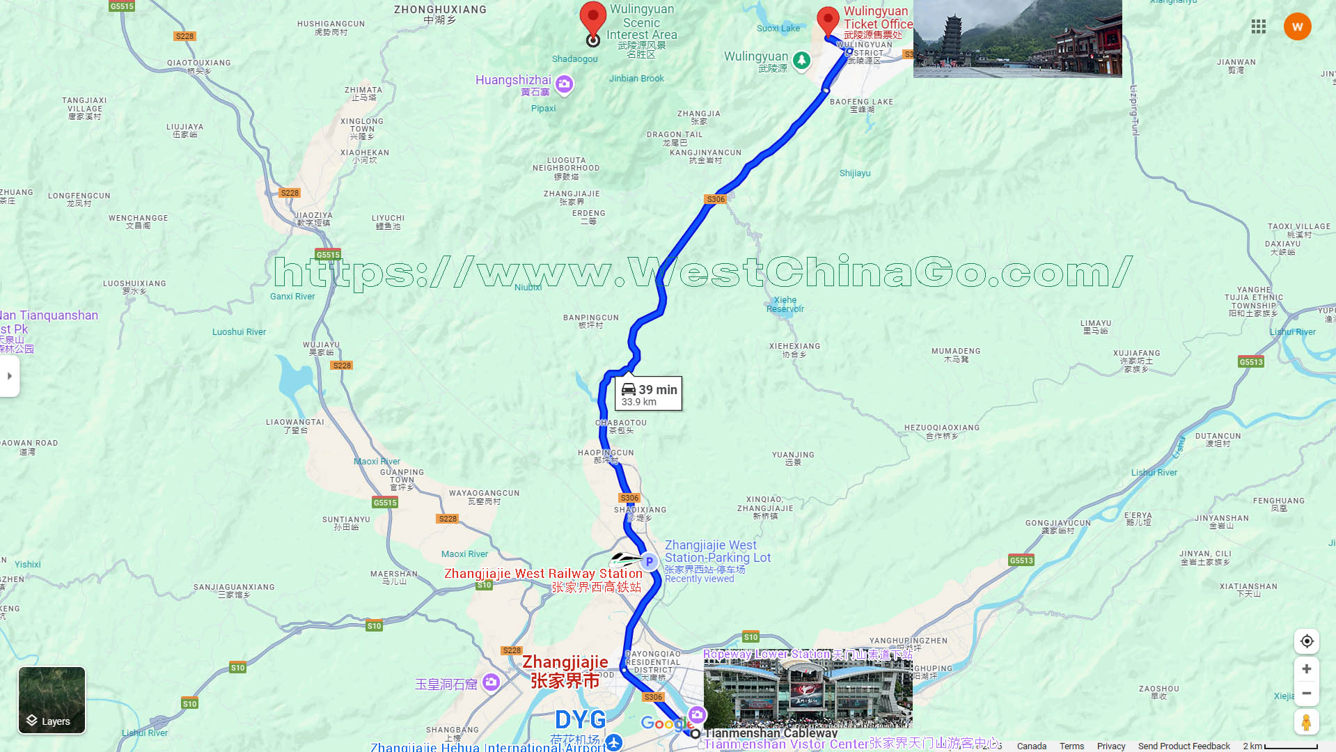 Zhangjiajie Tourist Attractions Map