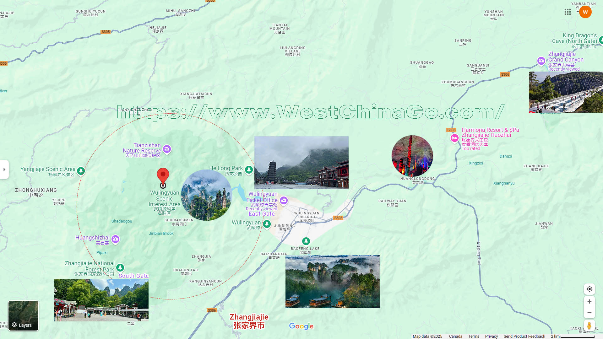 Zhangjiajie Tourist Map