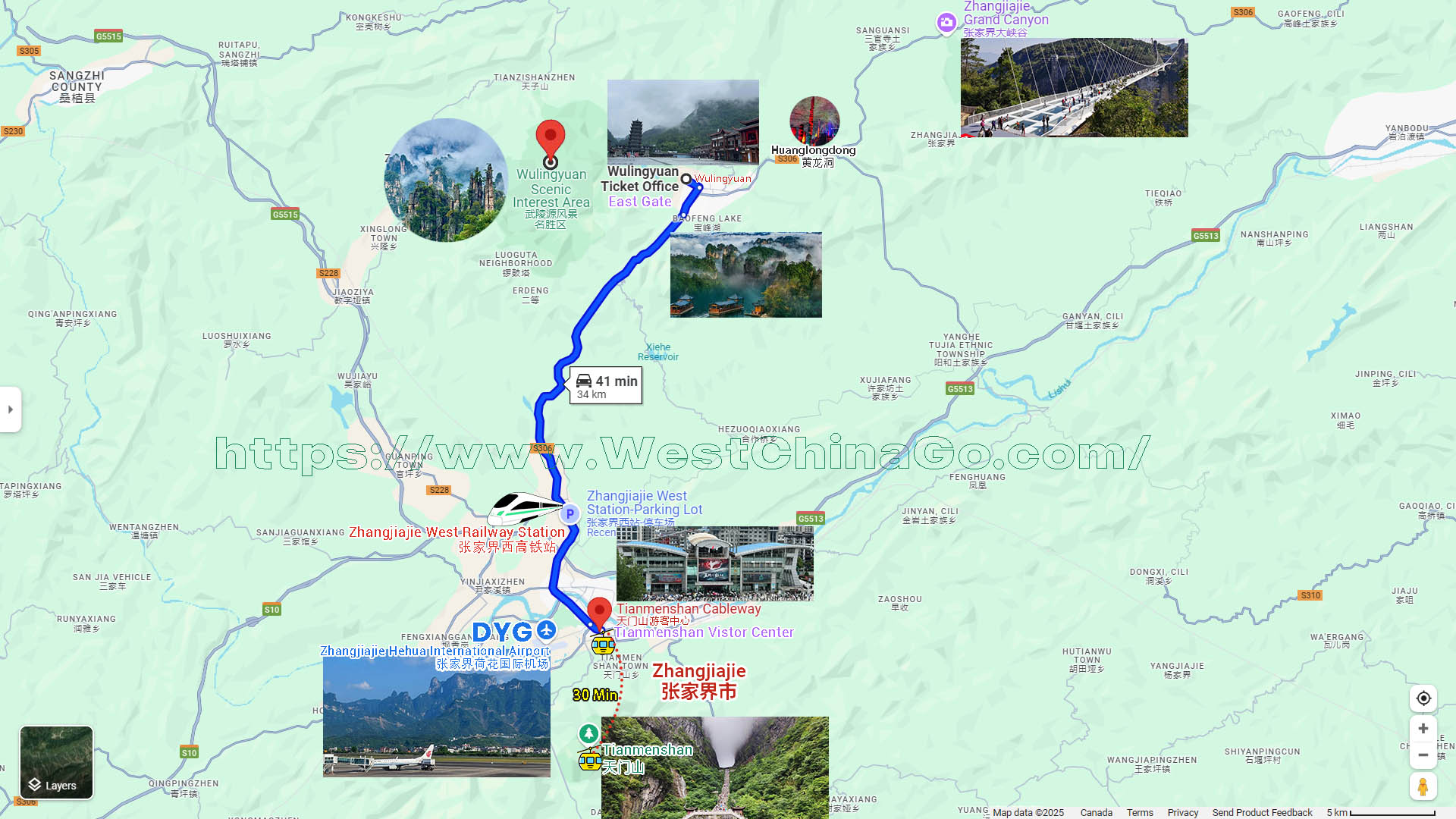 Zhangjiajie Tourist Map