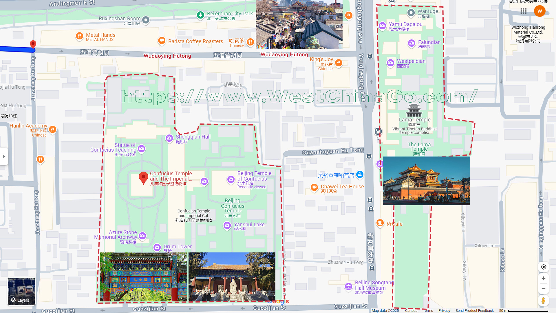 Beijing Confucius Temple and The Imperial College Museum Tourist Map